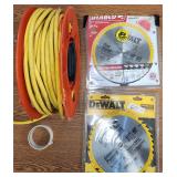 Two New Saw Blades & Extension Cord W Roller