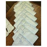 Vintage Hand-Embroidered Scalloped Linen Napkins