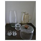 Vintage Glassware Lot: MCM Cloche & Heritage Jar