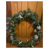Large Pre-Lit Holiday Wreath With Ornaments 36'