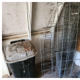 Assortment Of Tomato Cages & Trash Can