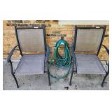 Two Patio Chairs & Garden Hose