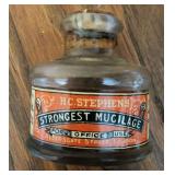 Antique Glass Jar HF Stephens Strongest Muculage
