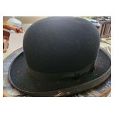 Antique Stetson Black Derby Bowler Hat w Hat Box
