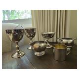 Silverplate Goblets & Serving Pieces Lot