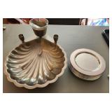 FB Rogers Silver Co Shell Tray & 12 PC Plate Set