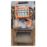 Vintage Metal Step Stool & Regent Work Light Lot