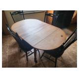 Antique Drop Leaf Table 4 Chairs/4 Leafs Solid