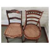 Two Antique Cain Seat Side Chairs