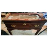 VTG Glass Top End Table W Drawer