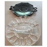3 VTG Serving Glass Platters & Gravy Bowl