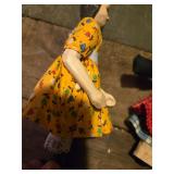 Hand-Carved 6' Wooden Hitty Doll in Floral Dress