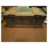 Antique Primitive Green Painted Wooden Tool Trunk