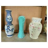 Trio of Vintage Ceramic, Art Deco & Floral Vases