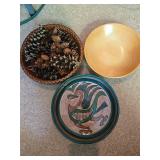 Handcrafted Bowls & Woven Basket Lot
