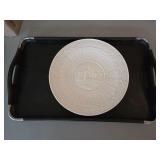 Christmas Plate & Wood Serving Tray Lot
