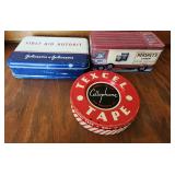 3 VTG Tins J&J First Aude/Hersheys/Texcel Tape