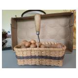 Longaberger Style Basket & Wood Fruit Lot