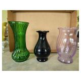 Colored Glass Vase Collection Lot