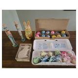 Vintage 1980s-90s Hand-Painted Easter Bunny Decor