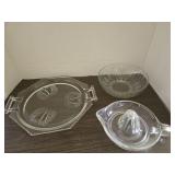 Vintage Clear Pressed Glass Serving Set & Juicer
