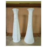 Pair of White Milk Glass Bud Vases