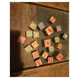 Vintage Wooden Alphabet Block Lot