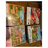 Scenic & Floral Puzzle Lot of 4
