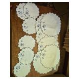 Vintage Blue Embroidered Doily Set