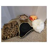 Vintage Hats & Leopard Fur Muff Lot
