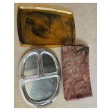 Vintage Serving Set & Antique Paisley Textile