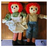 Early VTG Raggedy Ann & Andy Doll Pair Large Size