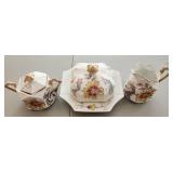 Antique Canadian Porcelain 3 Pc Tea Set w Note