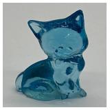 Viking Glass Blue Glass Cat Figurine