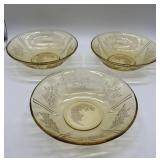 3 Federal Glass Serving Bowls
