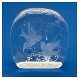 Kosta Boda Etched Glass Paperweight