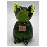 Viking Glass Avocado Green Sitting Cat