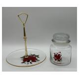 Viking Glass Holiday Plate and Jar Set