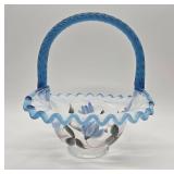 Fenton Blue Crest Opalescent Glass Basket