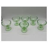 Six Hazel Atlas Green Sherbet Cups