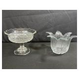 Anchor Hocking Compote and Floral Glass Bowl