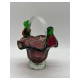 Murano Style Amethyst Glass Basket