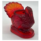 L.E. Smith Amberina Glass Turkey Candle Holder