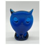 Viking Glass Blue Owl Paperweight