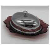 Cambridge Amethyst Glass Dish with Lid