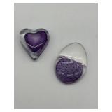 Two Amethyst Art Glass Paperweights