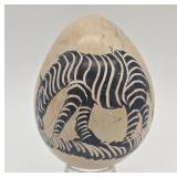 Soapstone Handpainted Egg with Zebra Motif