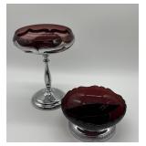 Faber Bros Chrome and Ruby Glass Pieces