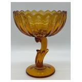 Indiana Glass Amber Lotus Blossom Compote Bowl