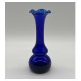 Cobalt Blue Pilgrim Glass Ruffled Vase